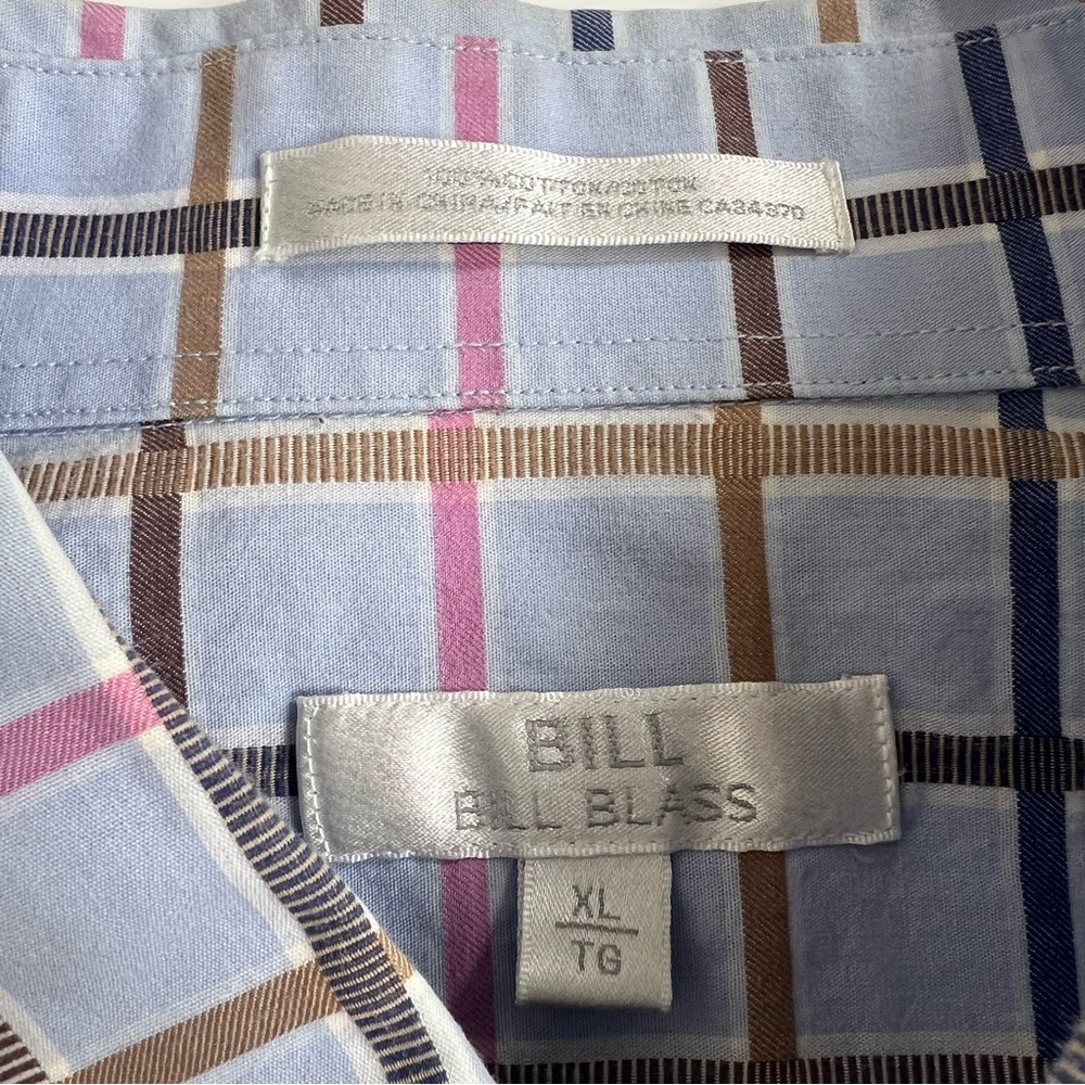Men's Bill Blass Multi-Color Plaid Button-Down Shirt - Size XL - Picture 3 of 6